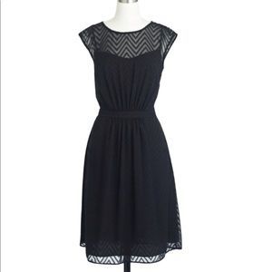 J.Crew Dress Chiffon Zig Zag Black 12